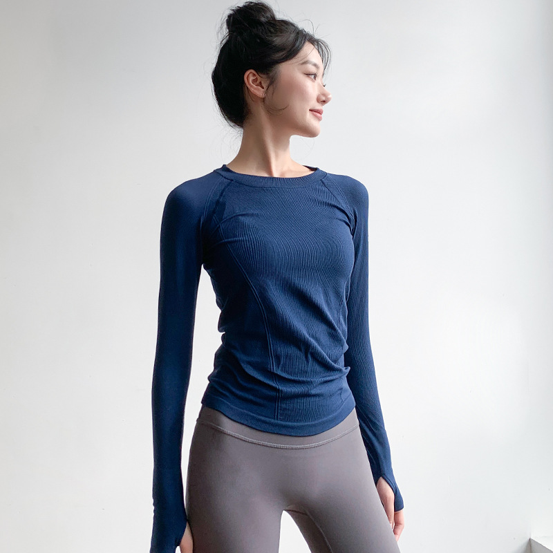 Women's Autumn & Winter Breathable Sportswear Yoga Clothing Top Solid Quick-drying Long-sleeve Tight-fitting for Running Pilates