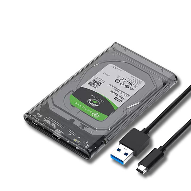 Aluminum Transparent 2.5 Inch 3.5 Inch USB3.0 SATA HDD Enclosure for External Hard Drive