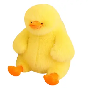 Yellow Feathered Duck Plush Doll Super Soft Cute Girl Doll Soothing Duck Fluffy Stuffed Animal Funny Toy