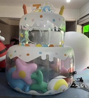 Modèle de gâteau gonflable transparent en PVC scellé pour la décoration et l'affichage lors d'événements, de fêtes et de centres commerciaux