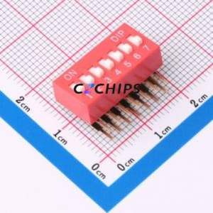 DT-07HT DIP Switch Through hole Component (THT),P=2.54mm Switch Flat Toggle, Raised Type Single Pole Single Throw 7 2.54mm - Product Image 1