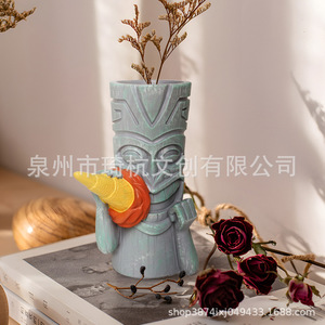 Vase Tote Mayan avec motif crème glacée, pot de fleurs de bureau en résine synthétique, style bohème, décoration d'intérieur - Product Image 4
