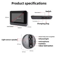 Interphone vidéo sans fil étanche avec écran LCD TFT 7 pouces, audio bidirectionnel, alimentation USB, vision nocturne 2,4 GHz, détection de mouvement 480P