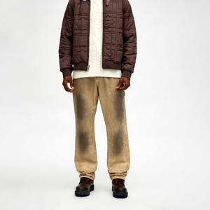 Pantalones Cargo para Hombre, Algodón Denim, Peso Medio, Color Sólido, Corte Regular, Estilo Casual Otoñal - Product Image 1