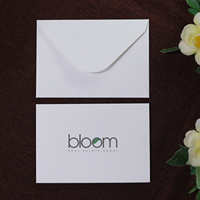 Enveloppe blanche simple personnalisée et carte insère une carte en papier avec texte imprimé en couleur et logo de l'entreprise pour un événement professionnel