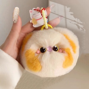 Mignon petit chat chaton en peluche véritable Rex lapin fourrure porte-clés sac à dos pendentif Pom Pom porte-clés sac à main breloque voiture porte-clés cadeaux - Product Image 2