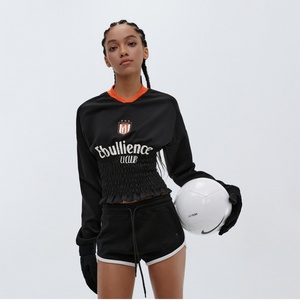 Maillots de football américains personnalisés en mesh brodé, style universitaire, baseball, rétro, col en V, maillot de soccer 24/25 pour femmes - Product Image 3