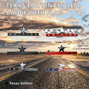 Emblème de luxe édition TEXAS 254*76mm, drapeau américain noir rouge chromé ABS FT1027, adhésif réutilisable 3M4229P, Forten Kingdom - Product Image 2