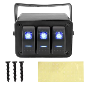 Boîtier <span class=keywords><strong>de</strong></span> 3 interrupteurs à bascule 12V SPST marche/arrêt avec LED bleue, étanche, en aluminium, avec support <span class=keywords><strong>de</strong></span> montage pour bateau, voiture, camping-car, camion - Product Image 5