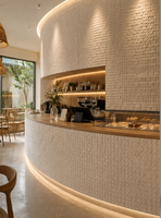 Mosaïque en travertin, pierre souple, carreaux muraux flexibles, revêtement décoratif pour murs de luxe, hôtels, villas, complexes hôteliers, halls d'entrée