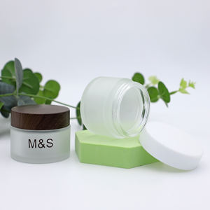 Pots en verre givré personnalisés pour crème visage, vides, 5g, 10g, 50g, avec couvercles en plastique pour cosmétiques - Product Image 3