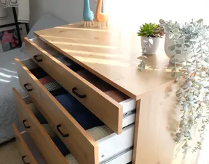 Cofre de 4 cajones agrandado de madera con marco resistente para almacenamiento de armario de dormitorio-Gran capacidad, suministro directo de fábrica - Product Image 5