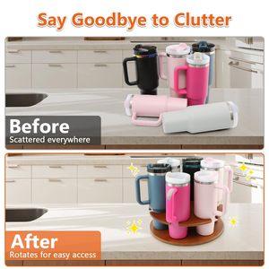 Organizador de Botellas de Agua para Vasos Stanley de 40 oz, Organizador Giratorio de Madera Maciza para Vasos, Perfecto para Armarios de Cocina - Product Image 4