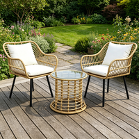 Ensemble de table et chaises de jardin trois pièces en bambou double, personnalisé pour l'exportation, fabriqué en Chine, emballage inclus