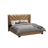 Nouveau design de meubles de luxe pour chambre à coucher lit king size en cuir véritable italien lit villa maison lit double moderne 1 lot
