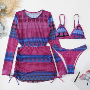 Nuevo conjunto de traje de baño de tres piezas estilo europeo y americano 2022, bikini de moda transfronterizo, protección solar, conservador - Product Image 2