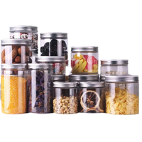 Bocaux en plastique à large ouverture de 30 à 1000 ml, de qualité alimentaire, ronds, transparents, avec couvercles, pour le miel, les biscuits, les bonbons, emballage en plastique