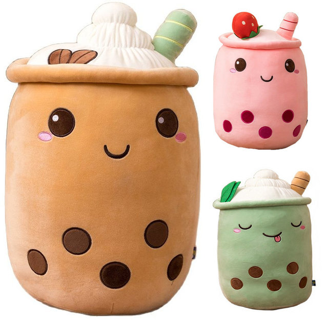 BoTu Kawaii Bubble Tea Plush Toy Stuffed Food Milk Tea Soft Claw Doll Machine Boba Fruit Tea Cup Gifts Pillow Cushion Kids Toys