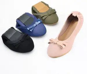 2024 spring and fall new women's bow soft folding flat shoes