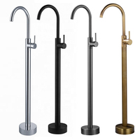 Fabricant de gros robinet de baignoire haut débit or rose colonne en cuivre doux brossé côté baignoire vertical chaud et froid