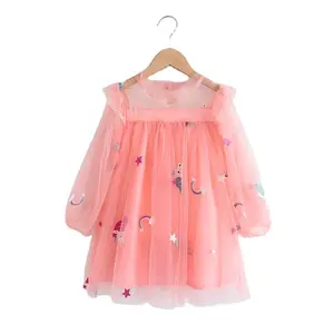 High Quality Beautiful Children Ladies Fancy Dress Young Girls Party Wear Long Sleeves Prom Dresses
