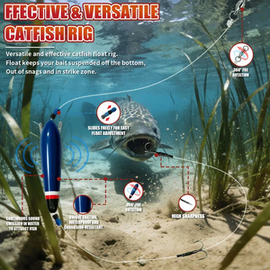 Hameçon triple pour pêche au poisson-chat avec flotteur, émerillon rotatif à 360°, émission sonore, anti-accrocs, appât suspendu polyvalent 10g 15g 20g 25g 30g - Product Image 3