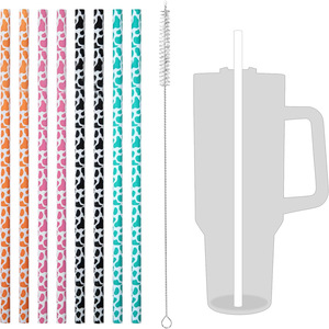 قش شرب قابل لإعادة الاستخدام بنقشة الفهد 	   فوهة واسعة بطول 30 سم تناسب أكواب سعة 40 أونصة - Product Image 1