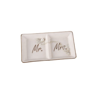 Modern Style Ceramic Mr. &amp; Mrs. Jewelry Display Dish - Ceramic <strong>Ring</strong> Dish and Decorative Trinket <strong>Plate</strong> - Product Image 1