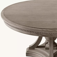 Table à manger ronde moderne en chêne massif St. James, base sculptée, fabrication directe, personnalisable