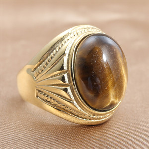 Bague pour homme style européen et américain, œil de tigre, argent et or, rétro, punk, géométrique, sertissage clos, bijou cadeau 24051 - Product Image 2