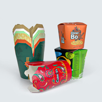 Caja de fideos de papel Kraft de fondo redondo personalizada de 16oz 26oz 32oz, contenedor chino para llevar caja de comida para llevar