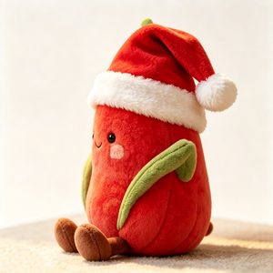 Peluche de Manzana Navideña Personalizable con Gorro de Santa, Peluche de Manzana Suave y Peludo para Navidad - Product Image 2