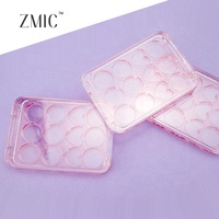 Palette de fards à paupières 12 couleurs, étui compact rectangulaire rose vide pour poudre de maquillage avec fioles rondes et en forme de cœur pour blush et bronzer