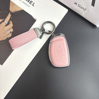 Étui de protection pour clé de voiture en cuir et alliage d'aluminium, compatible avec HYUNDAI