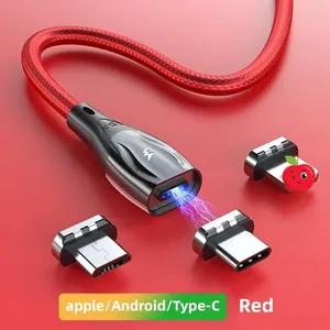 3in1 5A 고속 충전 자석 데이터 케이블 충전기 마그네틱 USB 금속 고속 충전 3 in 1 마이크로 USB 커넥터