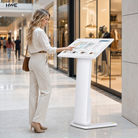 MWE US Stock - Soporte de Suelo para Carteles de 32 y 43 Pulgadas, Señalización Digital LCD, Pantallas Publicitarias, Quiosco Interactivo con Pantalla Táctil para Bancos