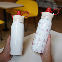Bouteilles isothermes en acier inoxydable à double paroi, motif dessin animé, pour sport, camping, voyage, école, garçons et filles, maintien au chaud 12-24 heures