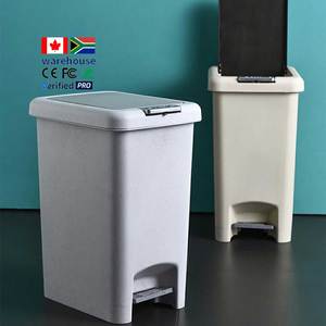 Cubo de basura de plástico para interiores 8 10 15 20L, cubo de basura rectangular moderno blanco con tapa de prensa, cubos de basura para cocina y baño - Product Image 1