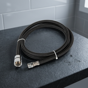 สายสแตนเลสและทองเหลืองถักสีดำแบบขด JW HF3.108 พร้อมข้อต่อโครเมียมสำหรับงานประปา - Product Image 3