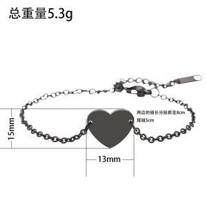 Pulseras de Cadena Delicadas Ajustables con Dijes de Corazón y Perlas en Acero Inoxidable Personalizadas para Mujer - Product Image 2