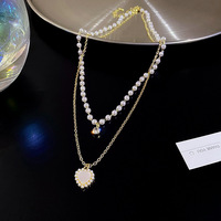 Collier double rangs en perles Cœur Doux pour Femme, Nouvelle Édition 2026, Design Unique et Polyvalent, Chaîne de Clavicule, Vente en Gros