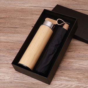 Juego de Tazas Aisladas de Acero Inoxidable con Asa de Bambú, Paraguas y Memoria USB Incluidos, Estilo Chino, Conservación del Calor, Perfecto - Product Image 2