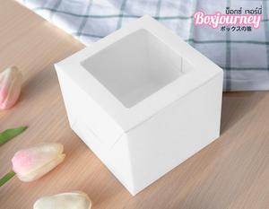 กล่องขนมกระดาษเคลือบคุณภาพมาตรฐาน ผลิตจากวัสดุรีไซเคิลเป็นมิตรกับสิ่งแวดล้อม ขนาด 10x10x8.5 ซม. สีขาว สำหรับเบเกอรี่ ของขวัญ อาหารแบบนำกลับ จัดส่ง - Product Image 2