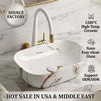 Vasque de salle de bain rectangulaire en céramique à motif marbre moderne de luxe, design artistique pour hôtels aux États-Unis et au Moyen-Orient