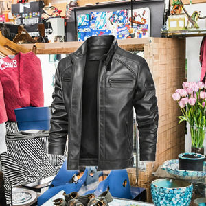 Chaqueta de Motocicleta Vintage de Moda Otoño-Invierno, Impermeable, con Cremallera Completa, Cuello Alto, Logotipo Frontal Lavado, Cortavientos, Informal y Ajustada - Product Image 6