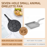 Mini poêle à frire pour œufs à 7 trous |   Ustensiles de cuisine en aluminium antiadhésif en forme de sourire pour la cuisine à domicile