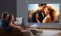 Mini-projecteur portable T5 Android 13, projecteur vidéo intelligent 150 lumens, projecteur à mise au point automatique, batterie intégrée, systèmes de cinéma maison