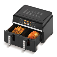 RAF R.5003 Freidora de Aire de Doble Cesta 1100W con Pantalla Táctil y Ventana Visible de 5.0L, Circulación de Aire 360°, Suministro al por Mayor para Uso B2B