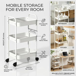 Modern Multi-Layer Metal Storage <b>Rack</b> for Kitchen Household Floor-standing Mobile Snack <b>Rack</b> for Living Room Bathroom - Product Image 4