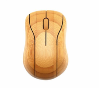 Mouse komputer nirkabel LOGO kustom ramah lingkungan, Mouse komputer nirkabel bambu hadiah promosi portabel 2.4Ghz